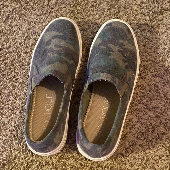 Shoes - camo slip ons. they fit kind of tight. they are very comfy though.